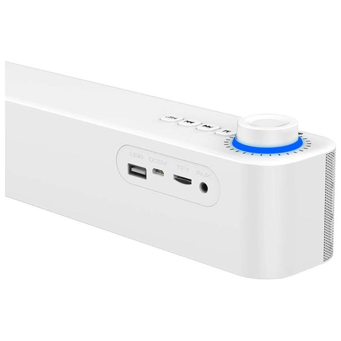 Atlantis P003-c0820-w Mini Soundbar Bluetooth V5.3 20W Jack 3.5mm Tws Include Batteria 2400mah Radio Usb MicroSD Bianco