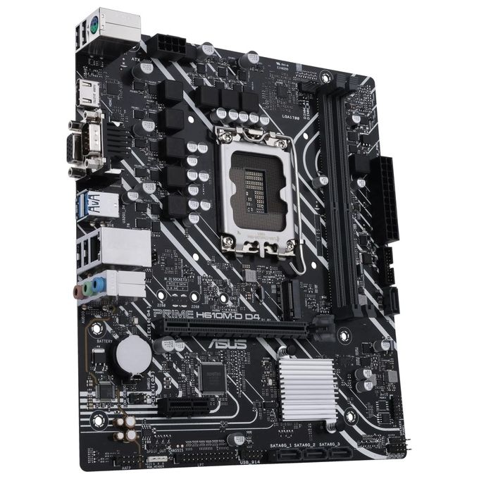 ASUS PRIME H610M-D D4 Scheda Madre mATX, Intel H610, LGA1700, DDR4, PCI 4.0, Realtek 1Gb Ethernet, Realtek 7.1 Surround, 1xM.2, 4xSATA 6GB-s, USB 3.2 Gen 1, Armoury Crate, Nero