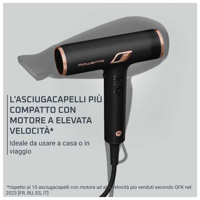 Rowenta HY8310 Asciugacapelli Phon Potenza 1700W 3 Velocita' 3 Temperature colore Nero Nano