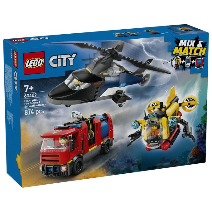LEGO Set Costruzioni City 60462 Elicottero Autopompa Sottomarino MixeMatch per Creativita' senza Confini