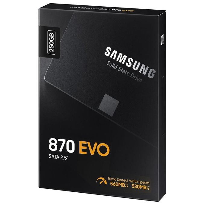 Samsung Memorie SSD 870 EVO, 250 GB, Fattore di forma 2.5, Tecnologia Intelligent Turbo Write, Software Magician 6, Colore Nero