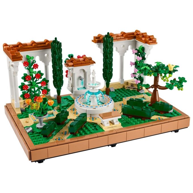 LEGO Icons 10359 - Giardino con Fontana, Set da Costruzione Decorativo 1302 Pezzi, Fontana a 2 Livelli, Pergolati Fioriti, Moduli Personalizzabili, Eta' 18+