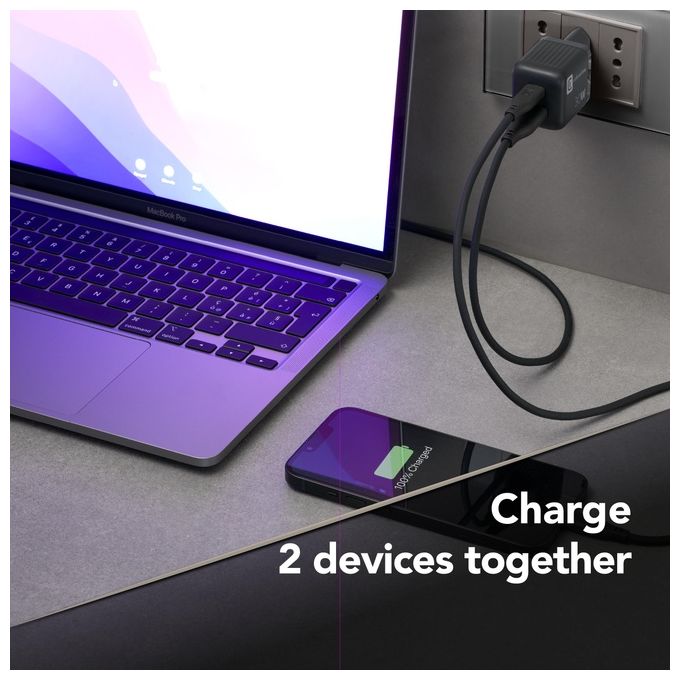 Cellular Line MULTIPOWER MICRO Caricabatterie da Rete Veloce Ultracompatto 2 Porte 30W