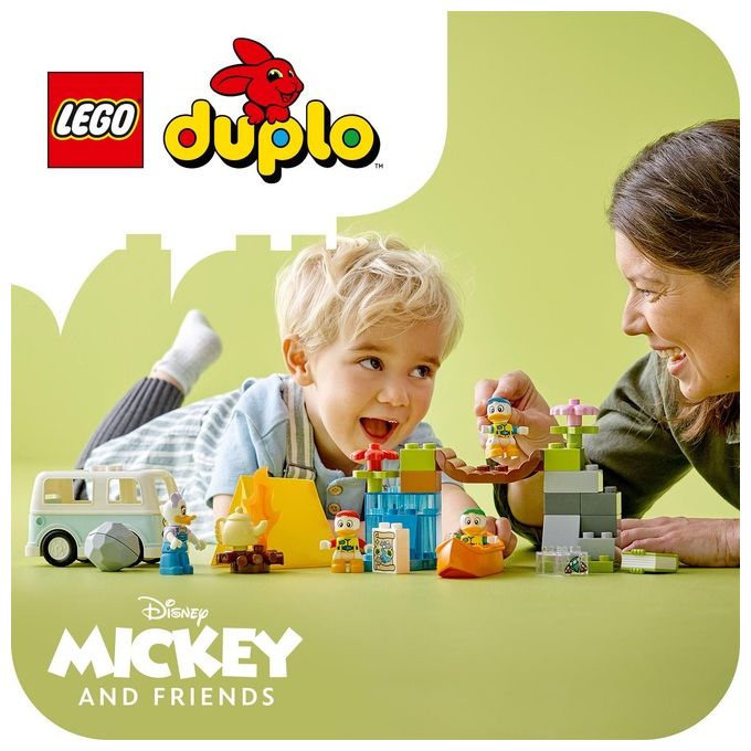 LEGO DUPLO Disney Topolino e i Suoi Amici 10997 Avventura in Campeggio con Camper Giocattolo e Paperina, Giochi per Bambini 2+