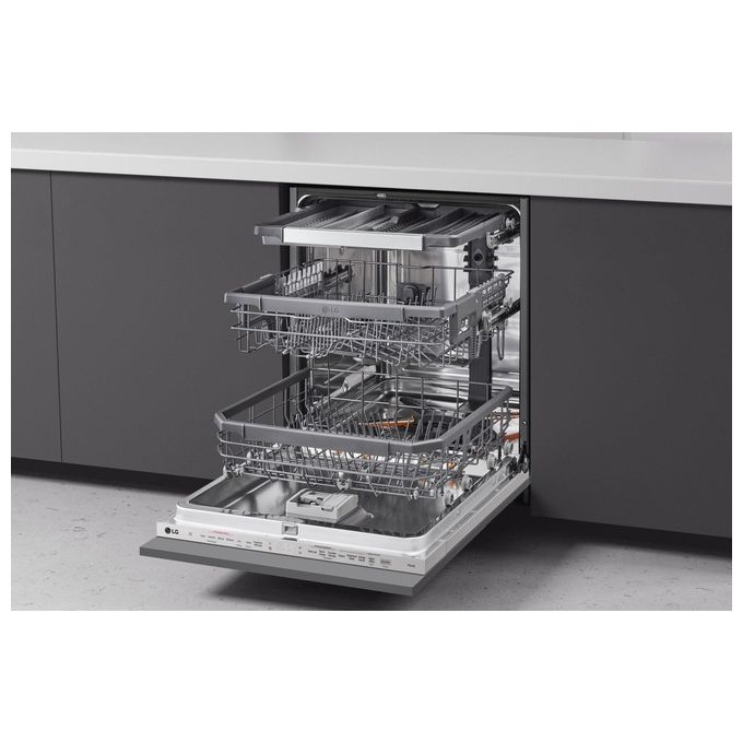 LG QuadWash DB365TXS Lavastoviglie a Scomparsa Totale Classe Energetica B 14 Coperti Vapore Wi-Fi