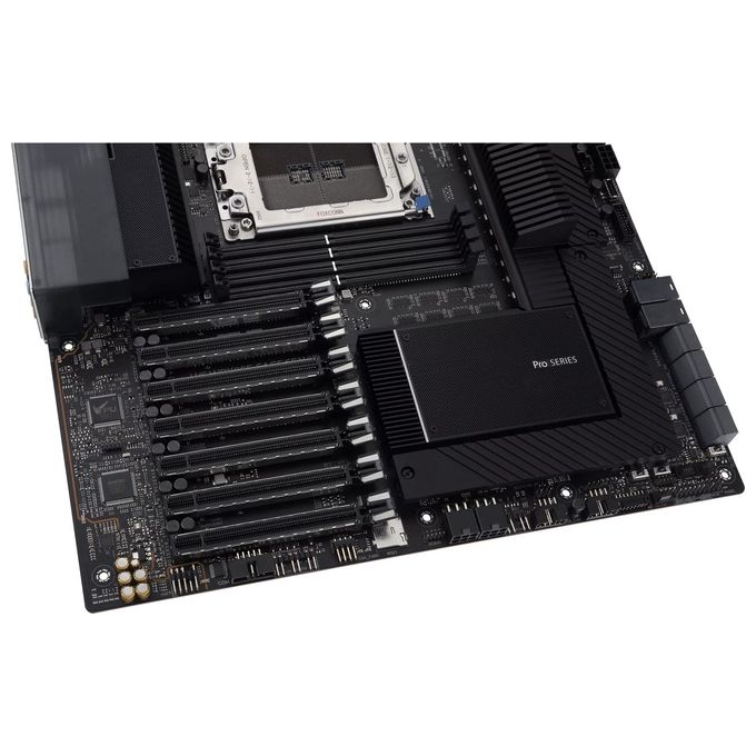 ASUS Pro WS WRX80E-SAGE SE WIFI Scheda Madre, EATX, AMD WRX80, Socket sWRX8, 8 Slot DIMM DDR4, 7 x PCIe 4.0, 3 x M.2, 8 x SATA, Intel WiFi 6, 10Gb LAN, Realtek 7.1 Surround, USB-C 3.2 Gen 2x2, Nero