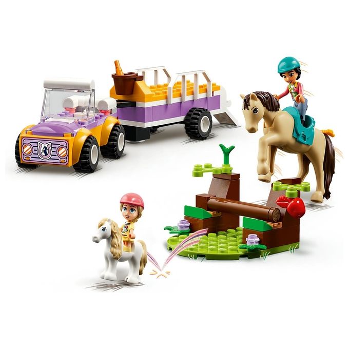 LEGO Friends 42634 Rimorchio con Cavallo e Pony, Giocattolo per la Cura degli Animali con 2 Mini Bamboline, Giochi Bambini 4+