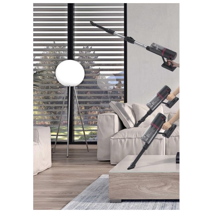 Hoover HFG10HX 011 - Scopa elettrica senza filo e senza sacco, potenza 200 W, autonomia estesa, capacita' 0,7 L, sistema ciclonico, accessori inclusi, colore Grigio-Magenta