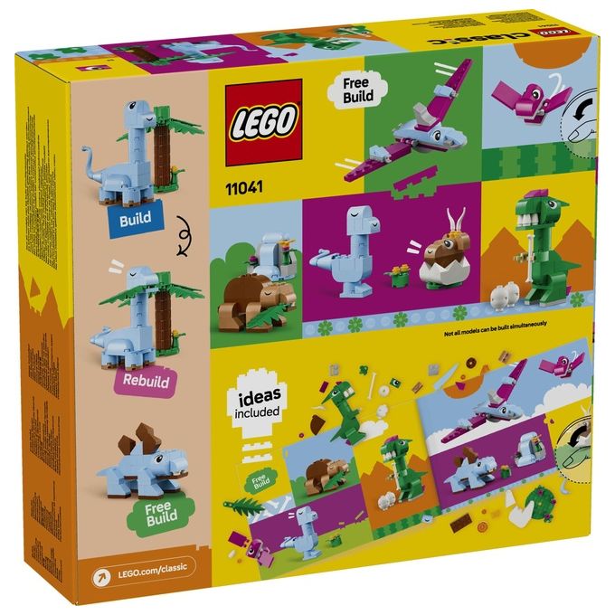 LEGO 11041 Dinosauri Creativi Set di Costruzioni con 450 Pezzi per Bambini 5+ Anni con T. rex Triceratopo Pterosauro Brontosauro e Cucciolo nell'uovo colore Multicolore