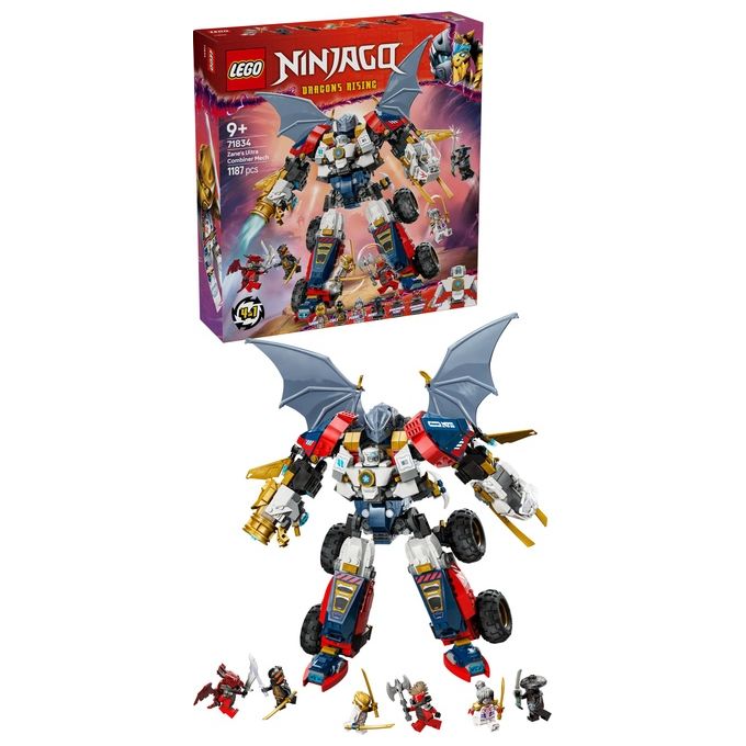 LEGO 71834 NINJAGO Mech Ultra Combinatore di Zane Set da Costruzione 4 in 1 con 6 Minifigure e 1187 Pezzi colore Multicolore