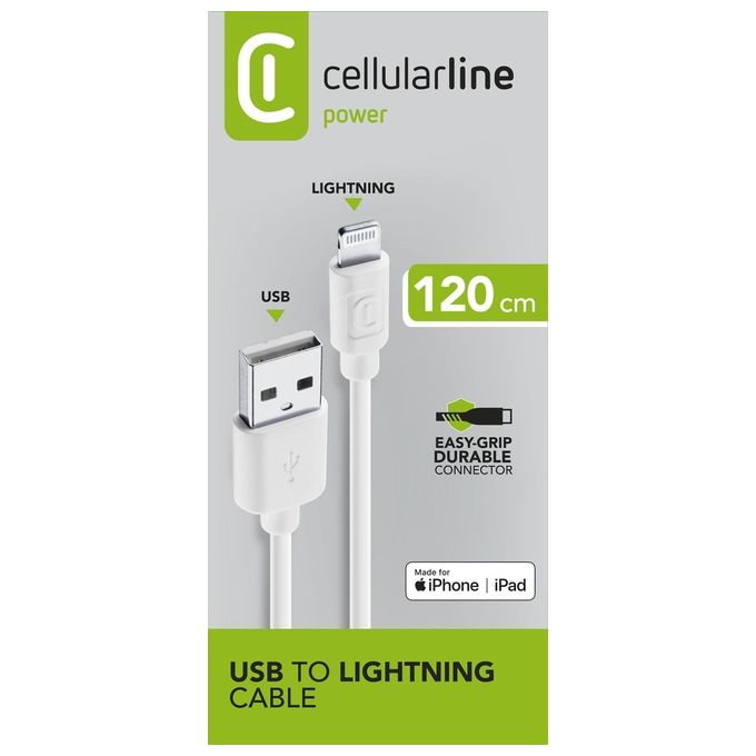 Cellular Line Power Cable Cavo Lightning per ricarica e trasferimento dati 1,2mt Bianco