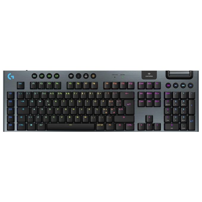 Logitech G G915 X LIGHTSPEED Tastiera gaming wireless a profilo ribassato copritasti in PBT bicomponente tasti completamente programmabili switch GL Brown Tactile - PC-Mac ITA QWERTY - Nero
