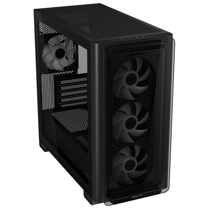 ASUS A23 PLUS TG ARGB BLACK Case Micro-ATX Supporto per Schede Madri con Connettori Nascosti Radiatori da 360 mm e Schede Grafiche da 380 mm 4 Ventole ARGB Preinstallate Nero
