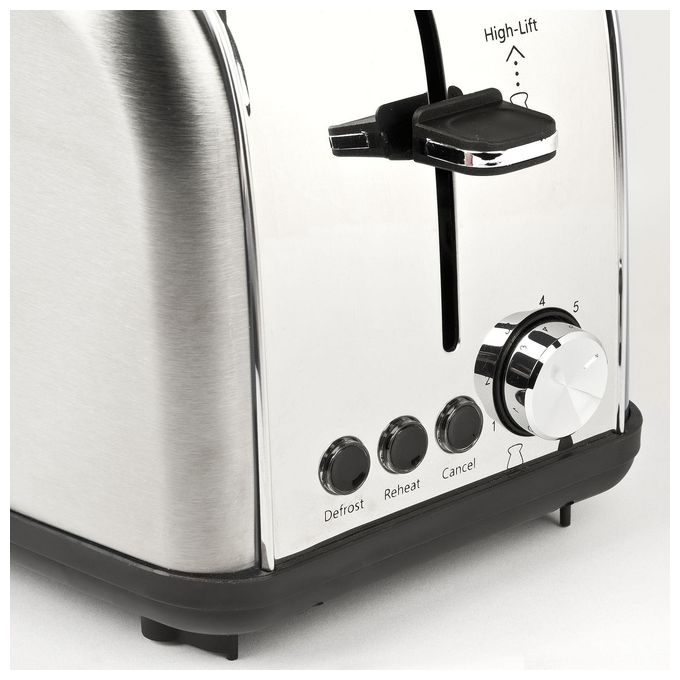 Girmi TP57 Tostapane 800 W Corpo e pinze INOX Ampie fessure Timer 8 Livelli di cottura Spegnimento automatico Raccogli briciole