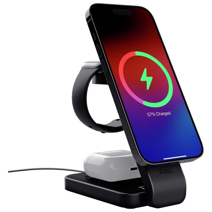 Trust Viro Nero Usb Carica Wireless per Auricolare-Smartphone e Orologio Intelligente