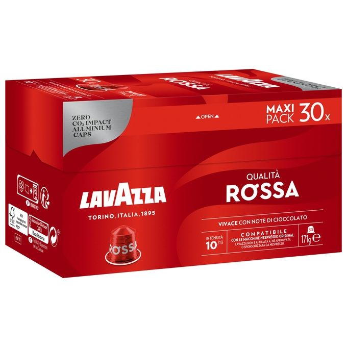Lavazza LVRS30CAP Qualita' Rossa Capsule Caffe' Compatibili Nespresso Original 30 Capsule Intensita' 10 171 Kg