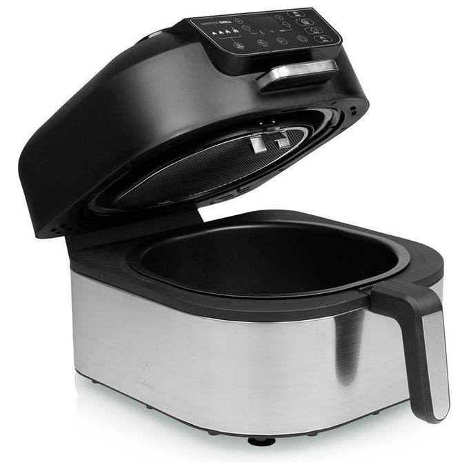 Princess 182092 Grill Aerofryer - Friggitrice ad aria 5,6 L, 1760 W, Grill integrato, Display digitale, Tecnologia di circolazione dell'aria calda, Nero-Inox