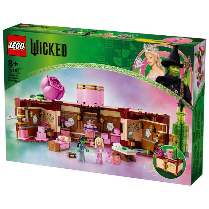 LEGO Wicked 75683 - Dormitorio di Glinda and Elphaba, Set da 740 pezzi con Minidoll Day and Night, Accessori, Valigetta Decorativa, Eta' 8+