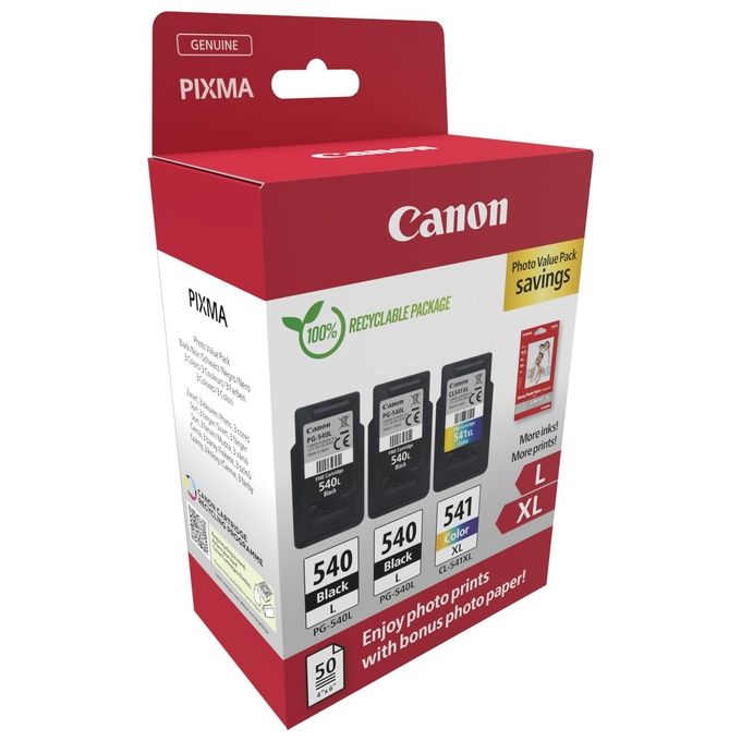 Canon 5224B015 Cartuccia d'Inchiostro 3 Pezzi Originale Nero-Ciano-Magenta-Giallo