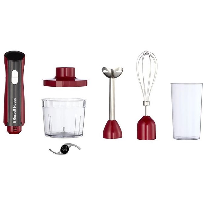 Russell Hobbs 27140-56 Frullatore ad Immersione Minipimer Potenza 500 Watt Accessori Frusta e Tritatutto colore Rosso