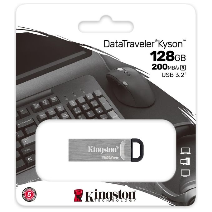 Kingston Technology Datatraveler Kyson Unita' Flash Usb 128Gb Usb Tipo A 3.2 Gen 1 Argento