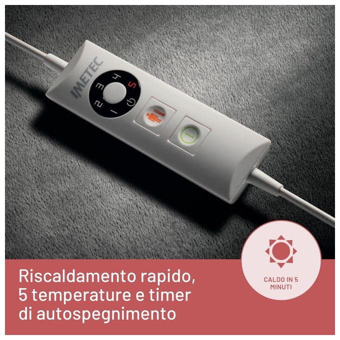 Imetec Intellisense Cervical Termoforo per Cervicale e Spalle Cuscino Termico 47x52cm Tessuto Anallergico 5 Temperature Lavabile In Lavatrice
