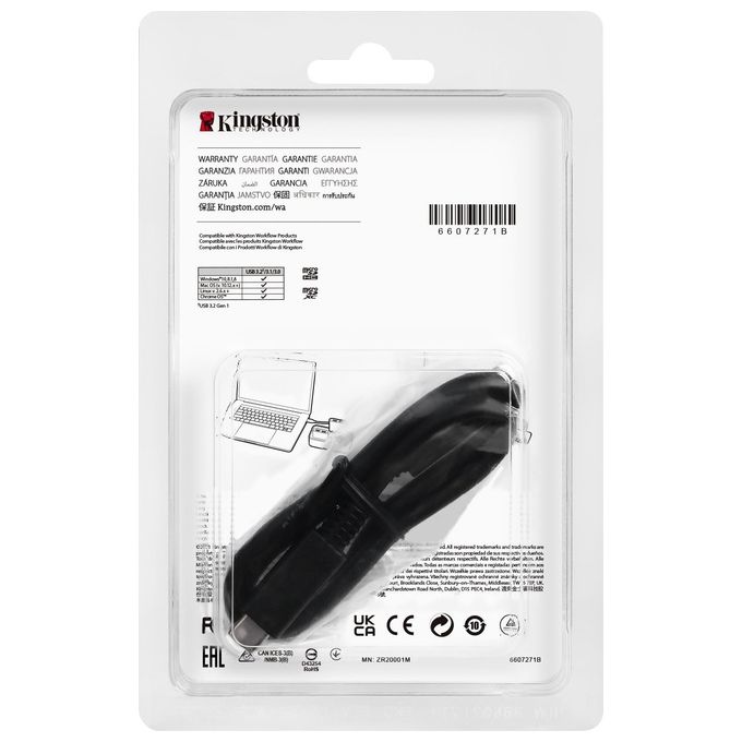 Kingston Technology Workflow MicroSD Reader Lettore di Schede Usb 3.2 Gen 1 Type-C Nero-Argento