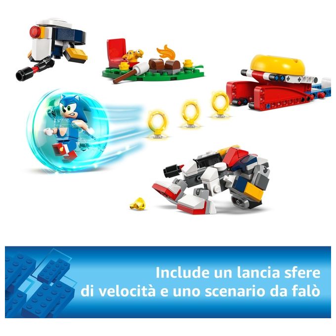 LEGO Sonic Duello al Falo' di Sonic Giochi d'Avventura per Bambini e Bambine da 7 Anni in su con Personaggi del Videogioco tra cui 2 Robot Giocattolo Idea Regalo di Compleanno per Gamer 77001