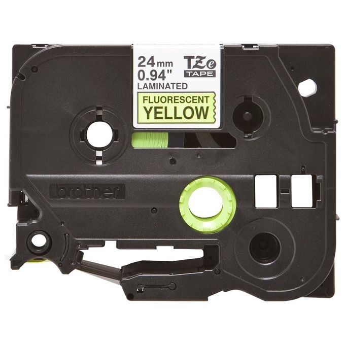 Brother Laminato Fluorescente da 24 mm  5 m  nero Giallo