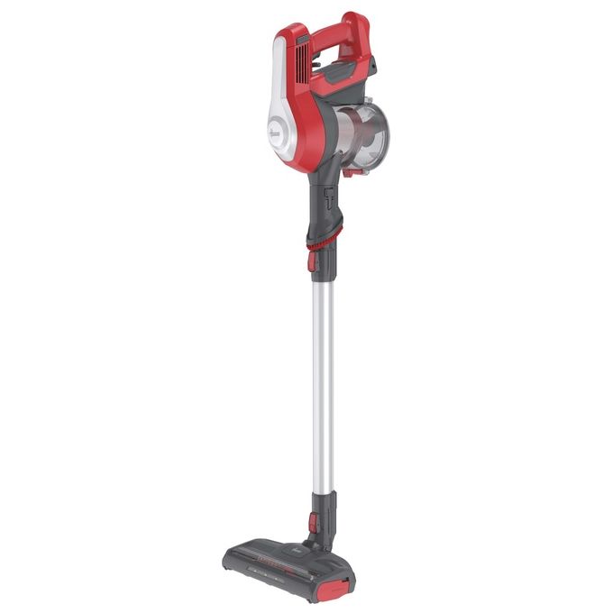 Hoover HF122RH 011 H-Free 100 – Scopa elettrica senza filo e senza sacco, capacita' 0,9 L, autonomia fino a 40 minuti, 2 velocita', sistema ciclonico, accessori inclusi, colore Argento-Rosso