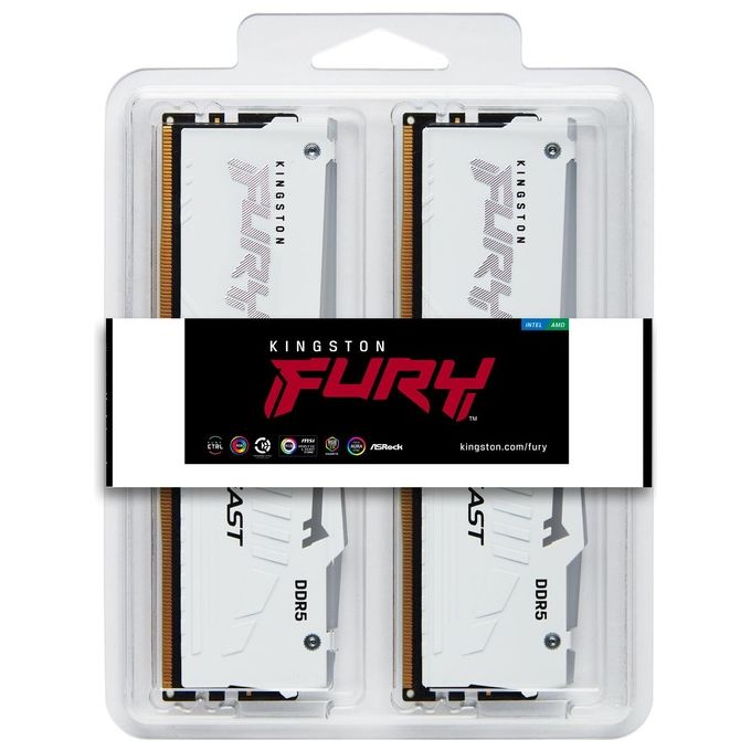 Kingston FURY Beast Bianco RGB EXPO 32GB 6000MT-s DDR5 CL30 DIMM Memoria Gaming per Computer Fissi Kit da 2 - KF560C30BWEAK2-32