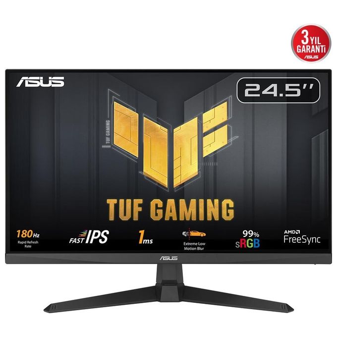 ASUS TUF Gaming VG259Q3A Monitor Gaming da 25'' pollici (24.5) Full HD (1920x1080) Frequenza 180 Hz Fast IPS ELMB Tempo di Risposta 1ms (GTG) FreeSync Variable Overdrive 99% sRGB Nero