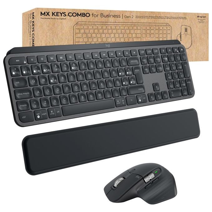 Logitech Mx Keys Combo For Business Gen 2 Tastiera Mouse Incluso Rf Senza Fili  Bluetooth Qwerty Italiano Grafite
