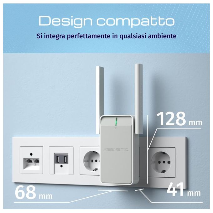 Keenetic Buddy 4 Range Extender WiFi N300 Abilitato per Mesh con Porta Fast Ethernet