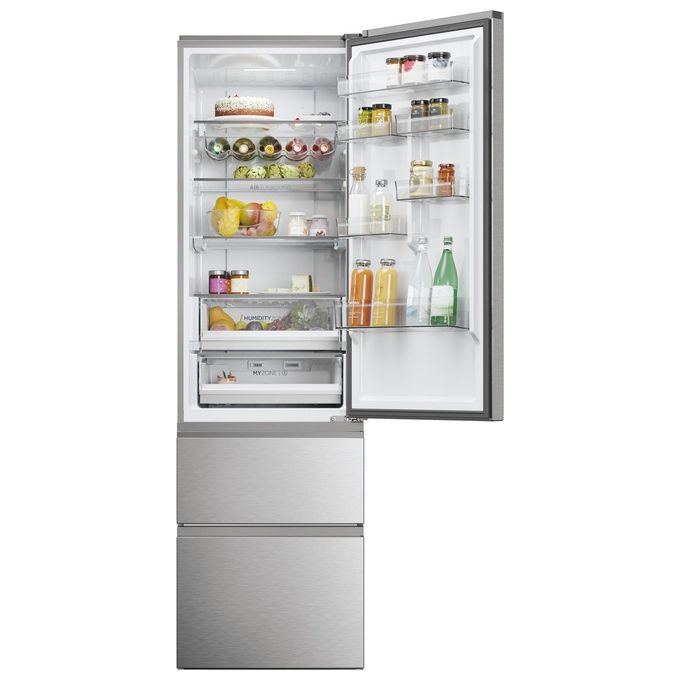 Haier HTW5620DNMG Frigorifero combinato 3D 60 Serie 5 Libera installazione 414 litri 3 porte No Frost Luce Led Classe D Silver
