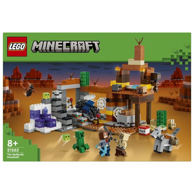 LEGO Minecraft La Miniera delle Badlands Modellino da Costruire di Bioma con Personaggi Accessori e Mob Ostili Giochi Creativi per Bambini e Bambine da 8 Anni Idea Regalo di Compleanno 21263