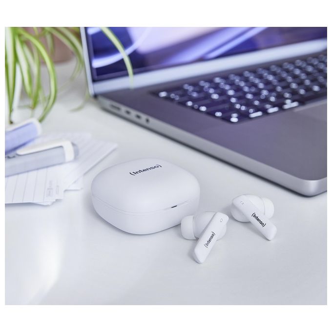 Intenso Buds Pro Cuffie TWS True Wireless T512HAE con Hybrid ANC ENC Bluetooth e fino a 35 Ore di Riproduzione Musicale Bianco