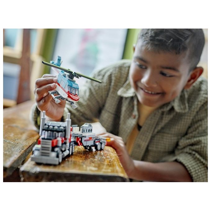 LEGO Creator 31146 3in1 Autocarro con Elicottero, Giochi per Bambini 7+ Anni Ricostruibile in Aereo e Cisterna o Auto e SUV