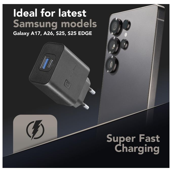Cellular Line Dual Super Fast Charger 25W Caricabatterie Usb