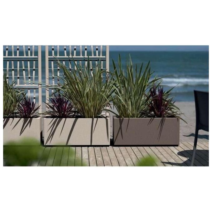 Stefanplast STF1193 Ethica Fioriera Rettangolare con Spalliera 80 cm 80 L Plastica Riciclata colore Tortora