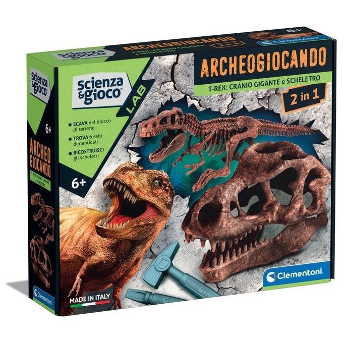 Clementoni Gioco Educativo Scienza e Gioco T-Rex Cranio Gigante e Scheletro
