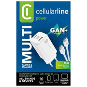 Cellular Line Caricabatterie Multipower 65W GaN Bianco