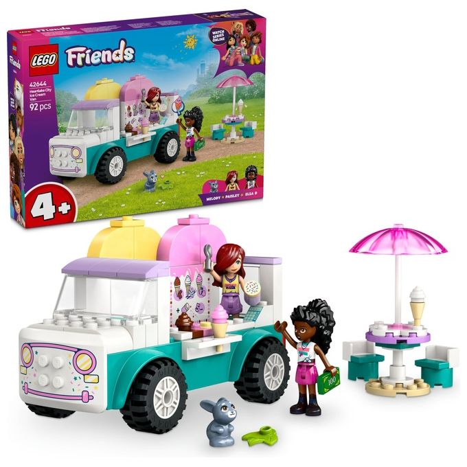 LEGO Friends Il Furgone dei Gelati di Heartlake City Giochi Creativi e Didattici per Bambine da 4 Anni con Camion Giocattolo 2 Mini Bamboline un Coniglietto Cibo e Accessori Set con Veicolo 42644
