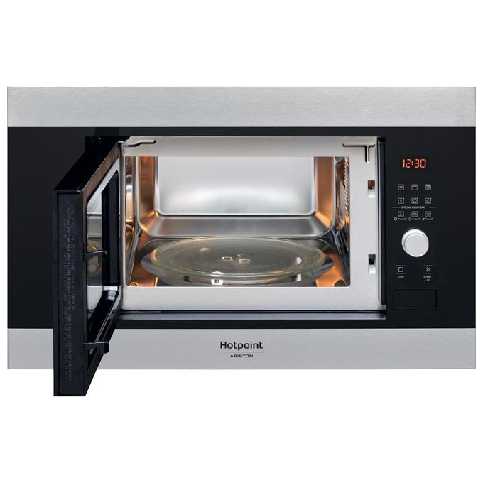 Hotpoint MF20G IX HA Microonde con Grill Capacita' 20 Litri Potenza 800W Apertura con pulsante a bandiera Auto Cook Scongelamento Nero-Acciaio Inox