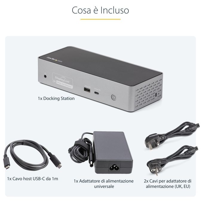 Startech.com Docking Station Usb C Quad Monitor Displayport-Hdmi 4k 60hz Dock Usb-C Multi Hdmi-Dp Power Delivery 100W