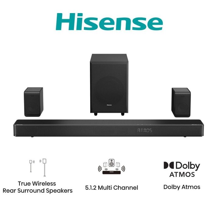 Hisense AX5125H Soundbar 5.1.2 Canali Wireless Dolby Digital Dolby Atmos Potenza 500 Watt colore Nero