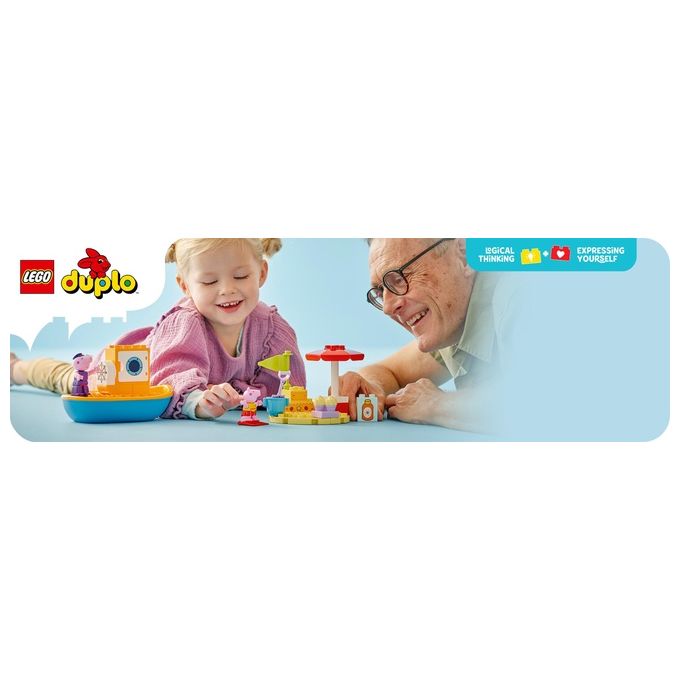 LEGO DUPLO Viaggio in Barca di Peppa Pig Giochi Educativi per Bambine e Bambini da 2 Anni Giocattolo per l'Apprendimento Prescolare da Costruire con 2 Personaggi Idea Regalo 10432