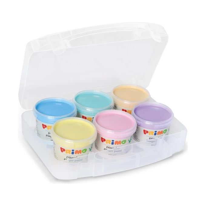 Primo Confezione 6 Tempera Dita Vasetto 100ml Pastel