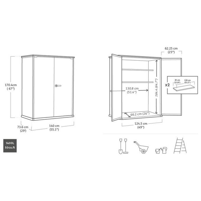Keter Cortina Alto Evotech Bauli Da Giardino e Cassapanche da Esterno per Arredo e Mobili da Giardino