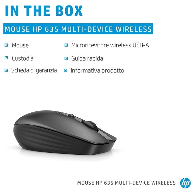 HP 635 Multi-Device Mouse Ambidestro Wireless A Rf + Bluetooth 1200 Dpi